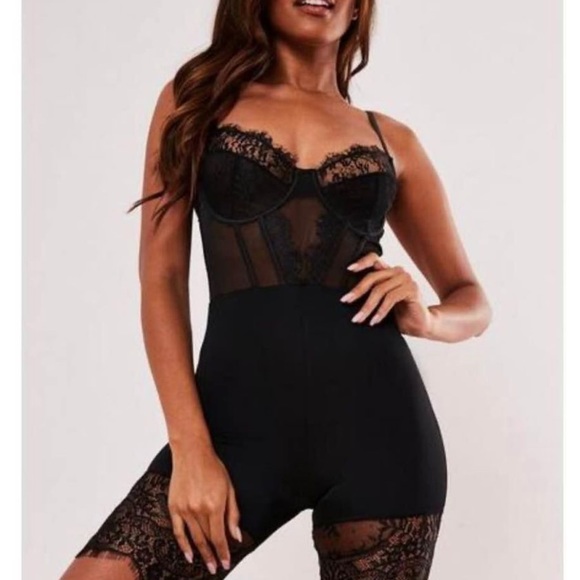 Missguided black lace unitard/romper - Picture 1 of 2